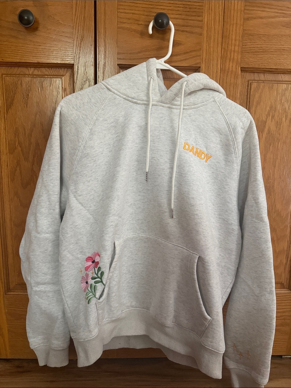Dandy worldwide Embroidered Light Gray Hoodie